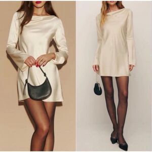 Reformation Cream Satin Mini Dress